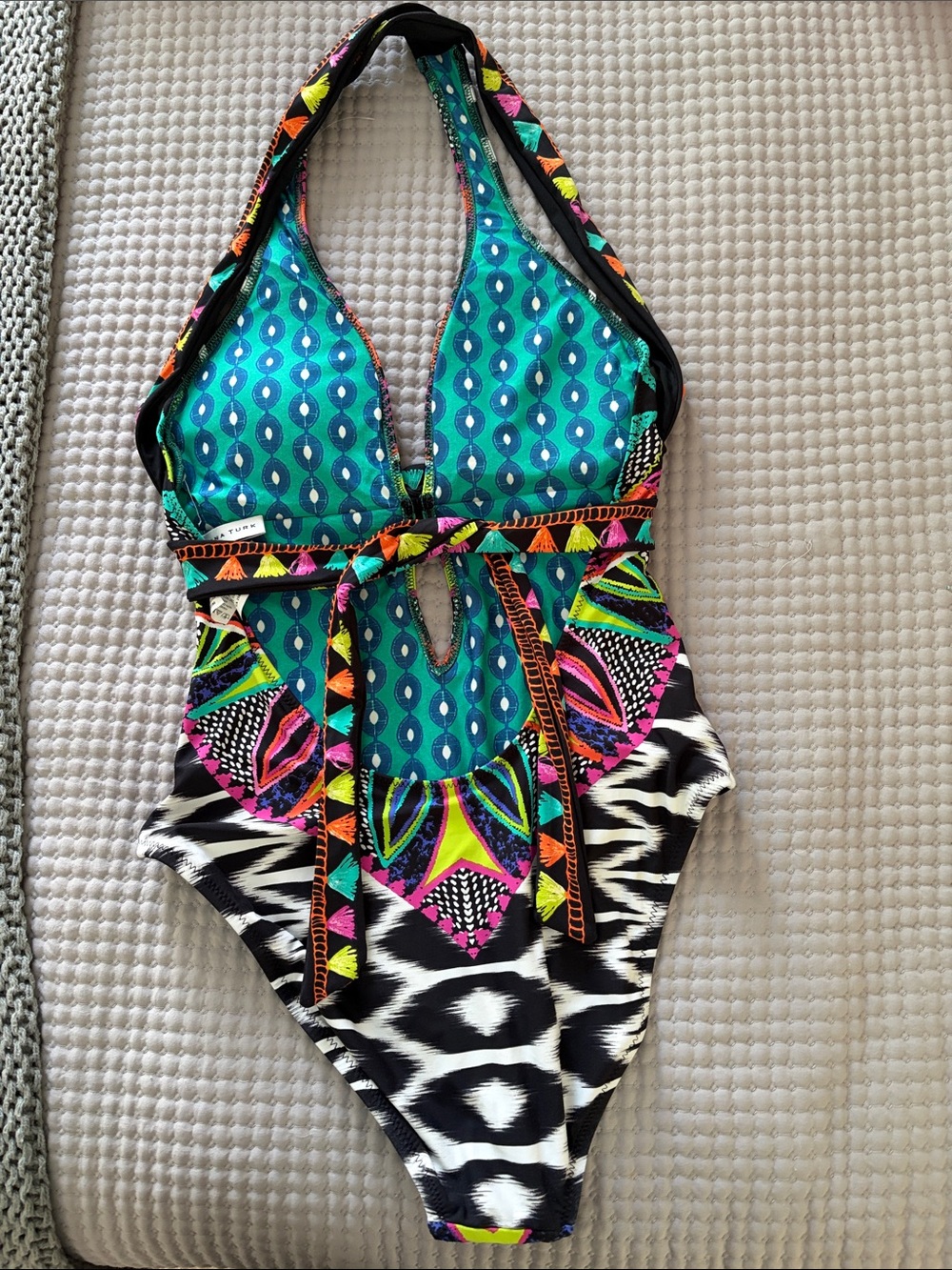 Trina Turk Teal and Navy Multicolor Printed Swimwear - Picture 4 of 5